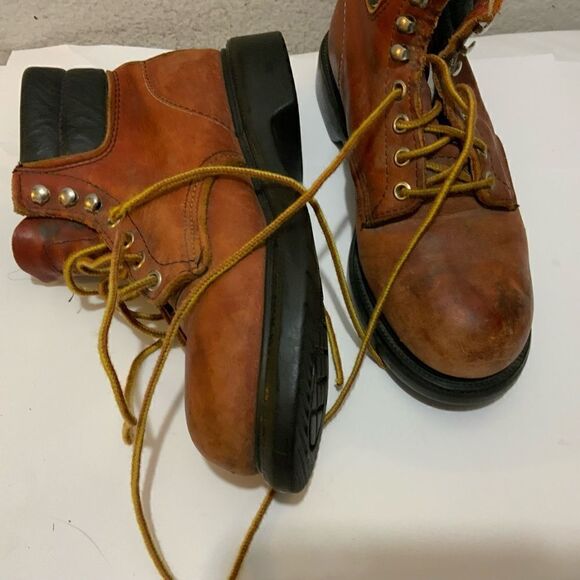 Vintage RED WING Oxblood Leather Work Boots steel toe SIZE 5D